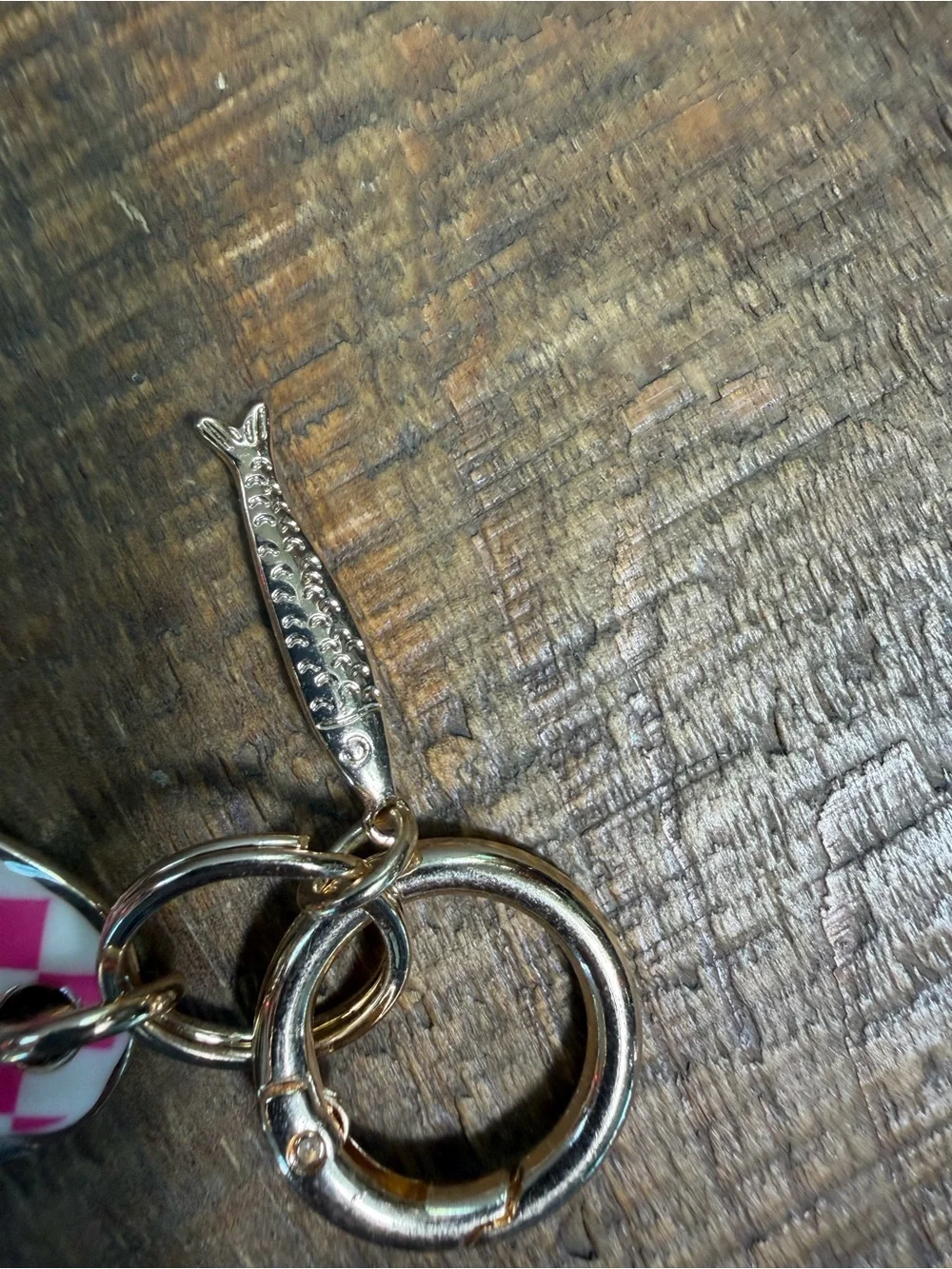 Piper K Pink Sardine Checkerboard Keychain - Decorative Home Accent